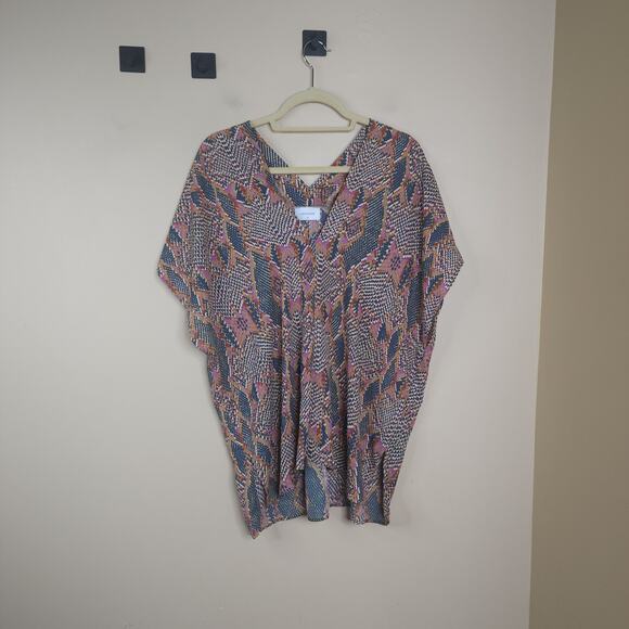 Adrienne Dolan Sleeve Oversized Printed Blouse Size M - Picture 1 of 9